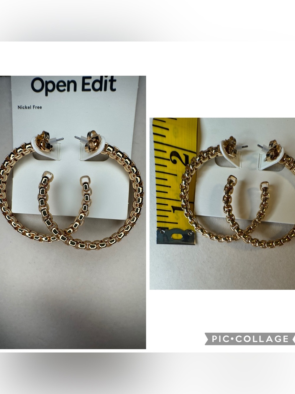 NWT Open Edit Gold-Tone Textured Hoop Earrings